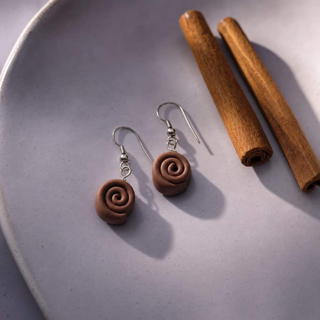 Cinnamon coil drops handmade earrings