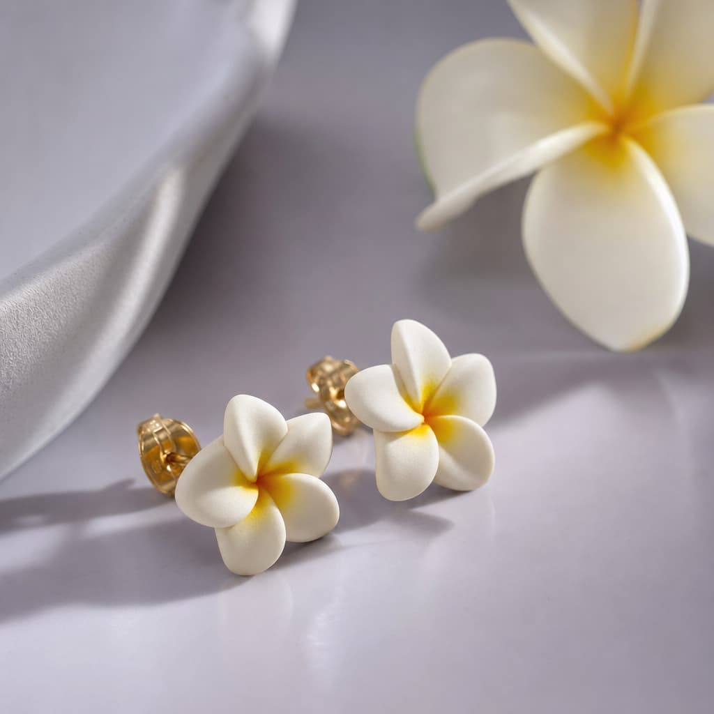 Frangipani studs handmade earrings