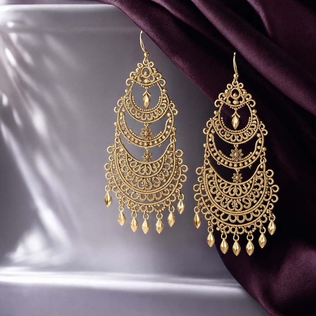 Kandyan lace chandeliers handmade earrings