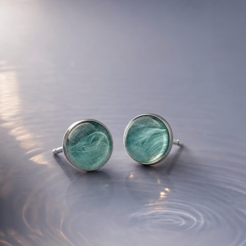 Lagoon glass studs handmade earrings