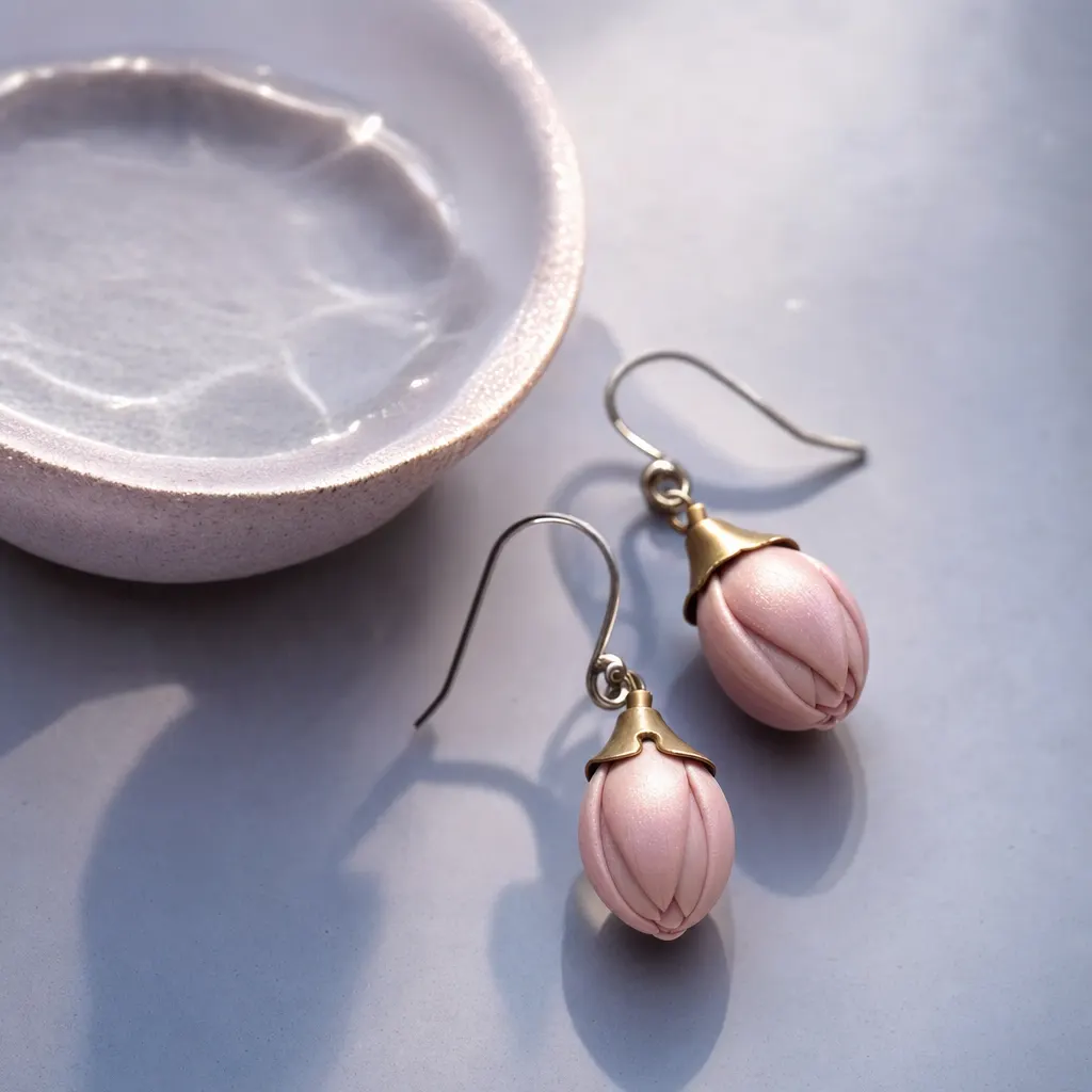 Lotus bud drops handmade earrings