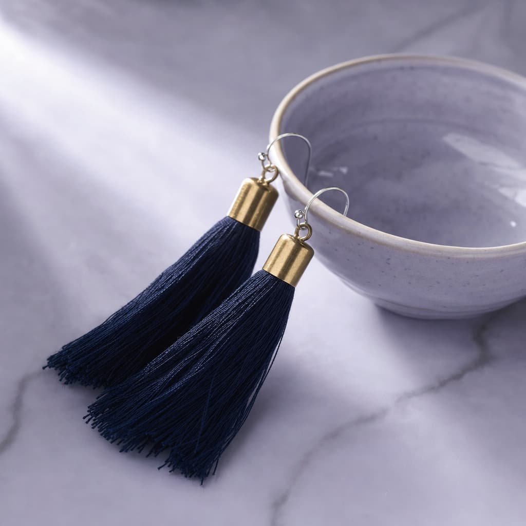 Midnight tassel earrings handmade earrings