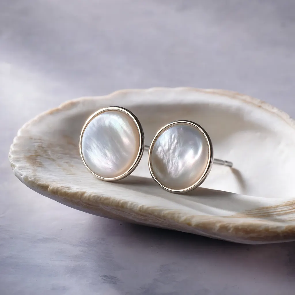 Pearl shell buttons handmade earrings