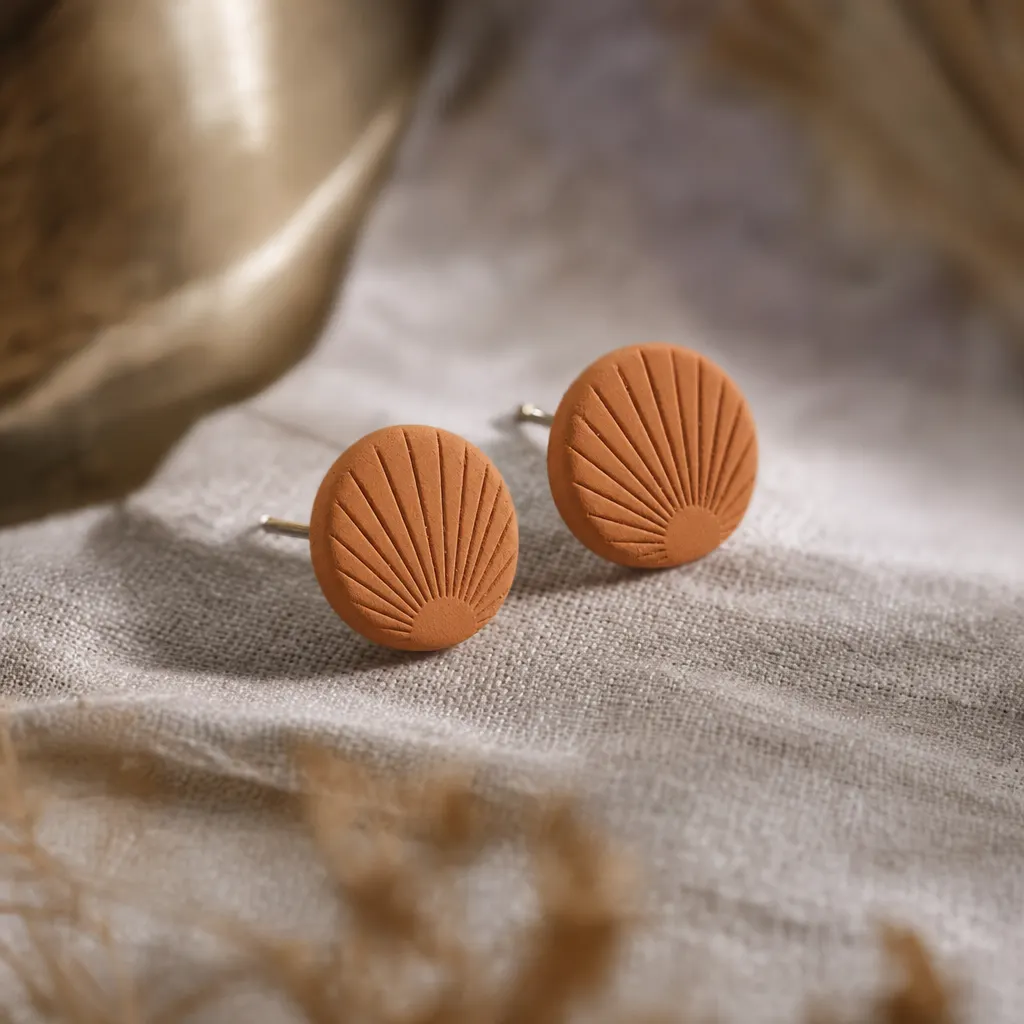 Terracotta sun studs handmade earrings