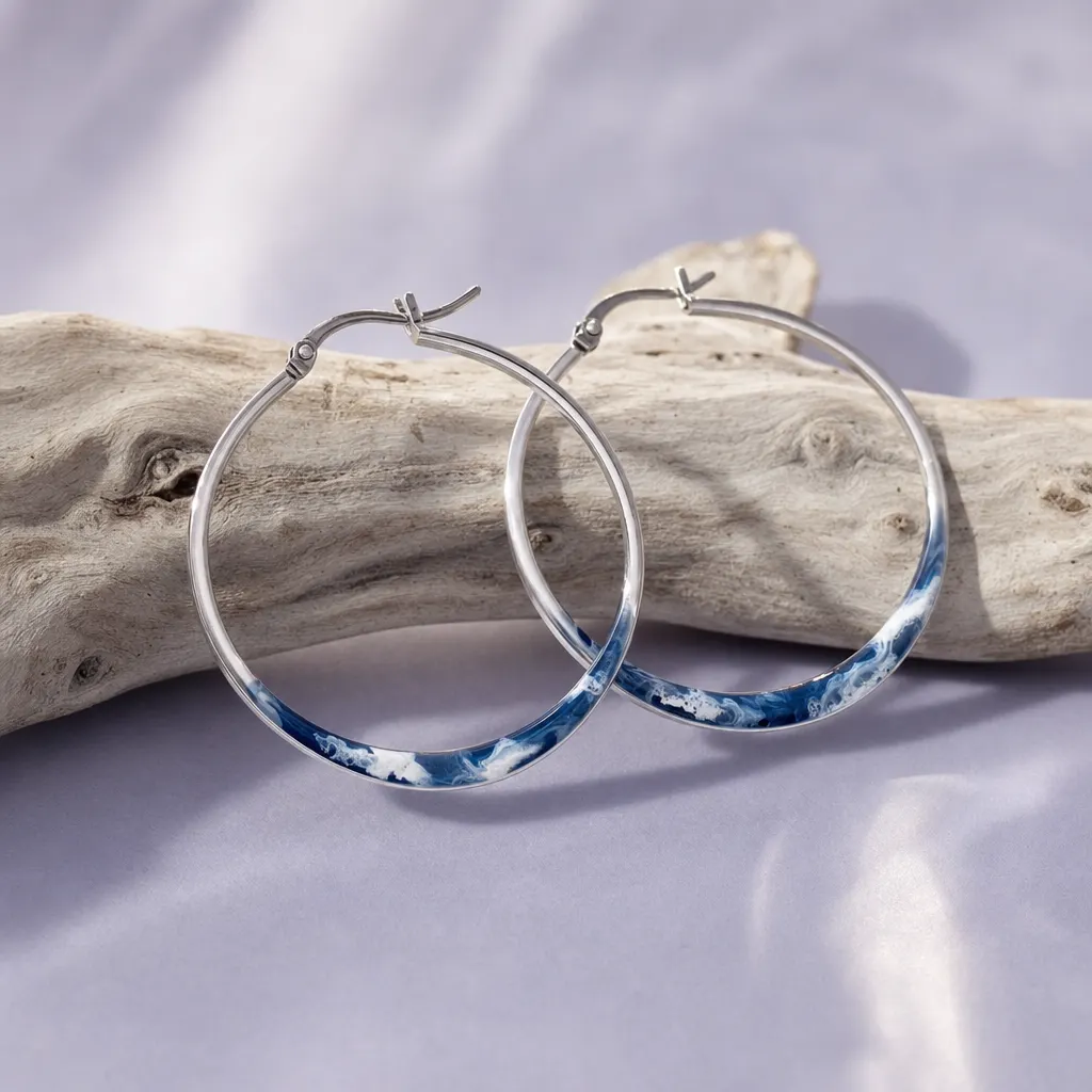 Wave crest hoops handmade earrings